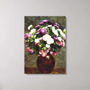Asters in a Vase - Henri Fantin-Latour painting Canvas Print