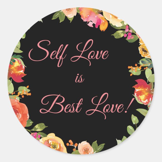 Asthestic Floral black selflove Sticker (Front)