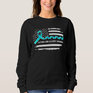 Asthma and Allergy Awareness American Flag Light B Sweatshirt
