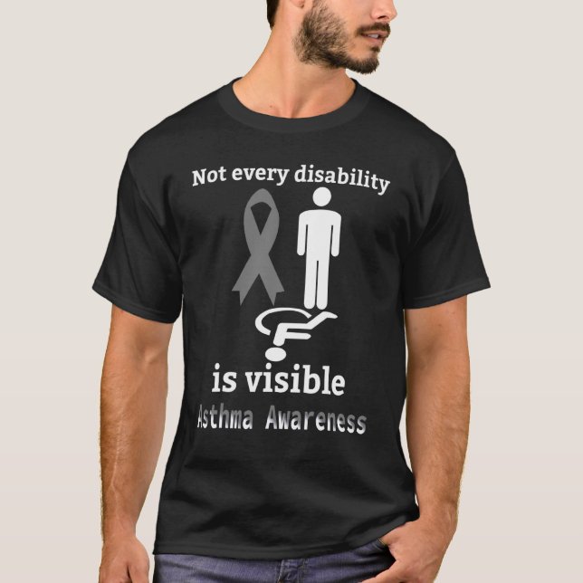 Asthma Awareness Grey Ribbon Support T-Shirt (Front)