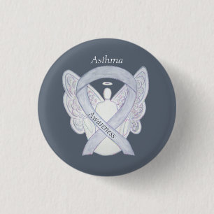 Asthma Awareness Ribbon Angel Custom Button Pins