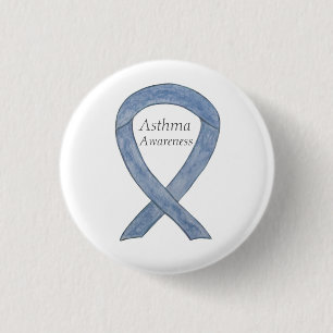 Asthma Awareness Ribbon Custom Art Pin Buttons