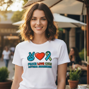 Asthma Awareness Ribbon Peace Heart Support Tri-Blend Shirt