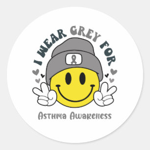 Asthma Awareness Ribbon Support Gifts Classic Round Sticker