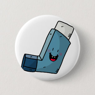 Asthma Inhaler happy cartoon 6 Cm Round Badge