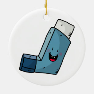 Asthma Inhaler happy cartoon Ceramic Tree Decoration