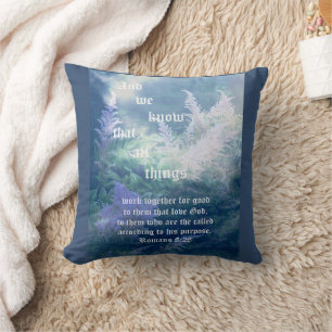 Astilbe Blue Mist Romans 8:28 Cushion