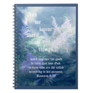 Astilbe Blue Mist Romans 8:28 Notebook