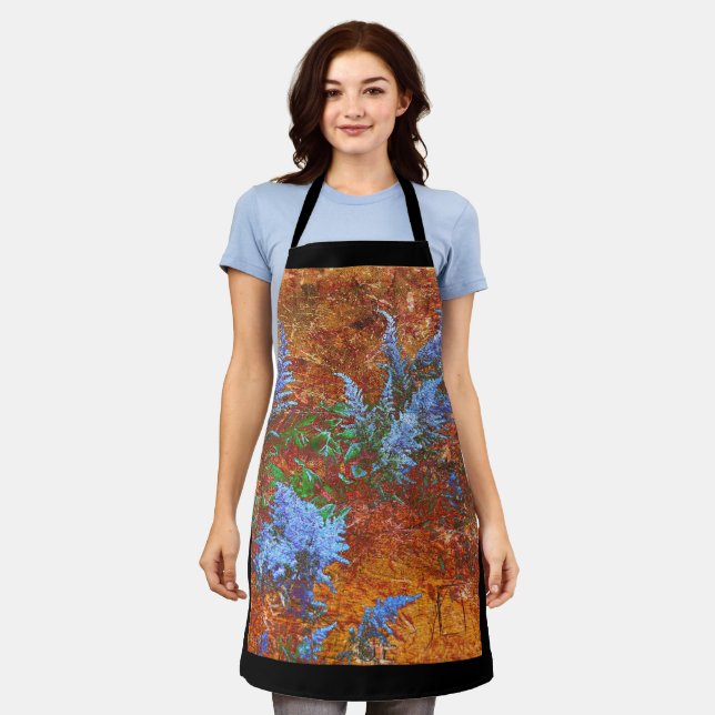 Astilbe Dusty Blue on Board Apron (Worn)