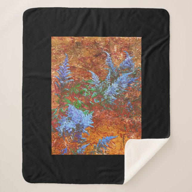 Astilbe Dusty Blue on Board Sherpa Blanket (Front)