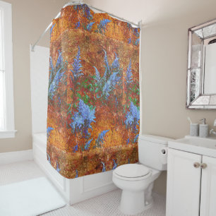 Astilbe Dusty Blue on Board Shower Curtain