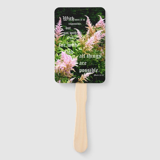 Astilbe with Mark 10:27 Hand Fan (Front)