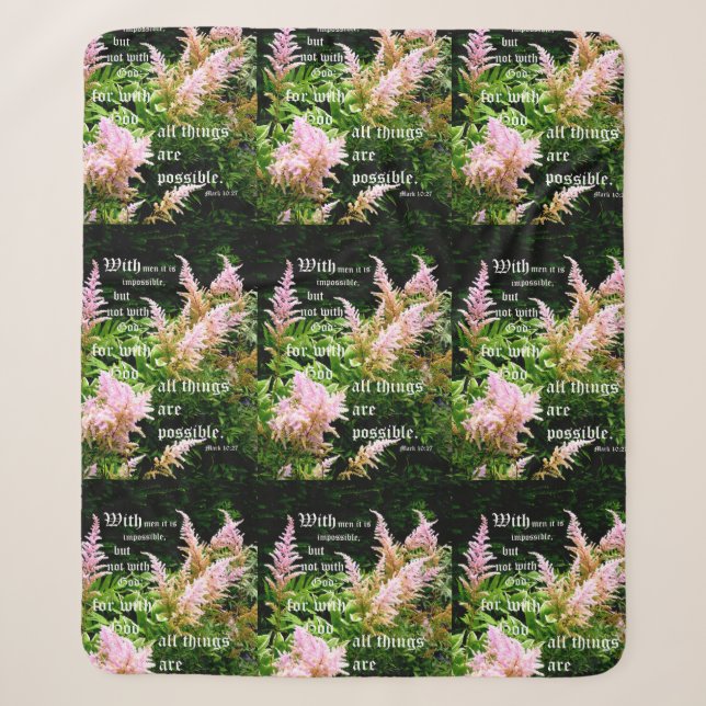 Astilbe with Mark 10:27 Sherpa Blanket (Front)