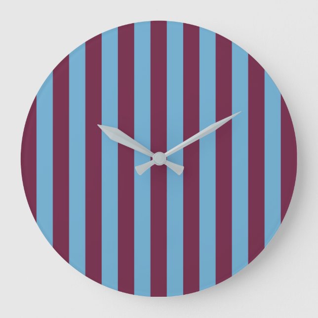 Aston Villa stripes football club colours premier  Large Clock (Front)