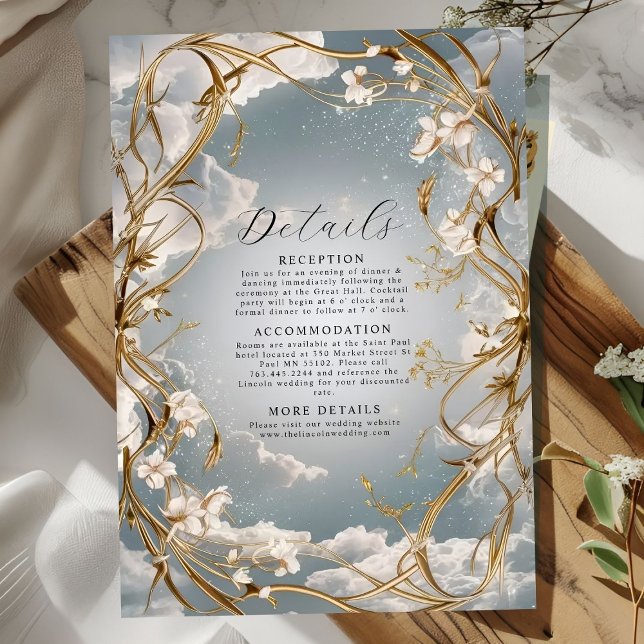 Astonishing Art Nouveau Gold and florals Wedding Enclosure Card (Creator Uploaded)
