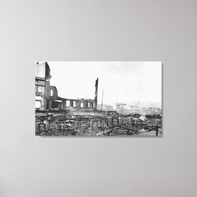 Astoria, Oregon Fire View of Exchange St. Canvas Print (Front)