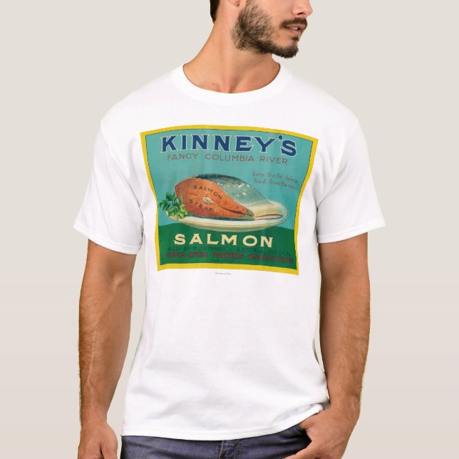 Astoria, Oregon - Kinney's Salmon Case Label T-Shirt (Front)
