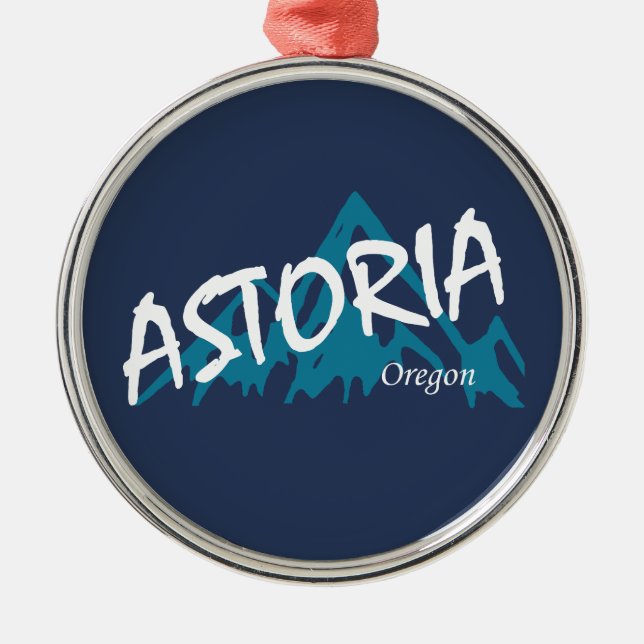 Astoria Oregon Mountains Metal Tree Decoration (Front)