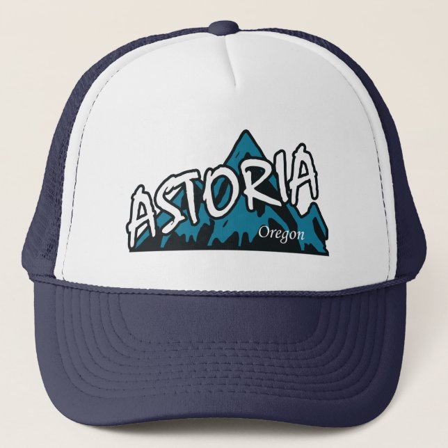 Astoria Oregon Mountains Trucker Hat (Front)