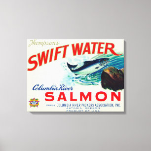Astoria, Oregon - Thompson's Swift Water Salmon Canvas Print