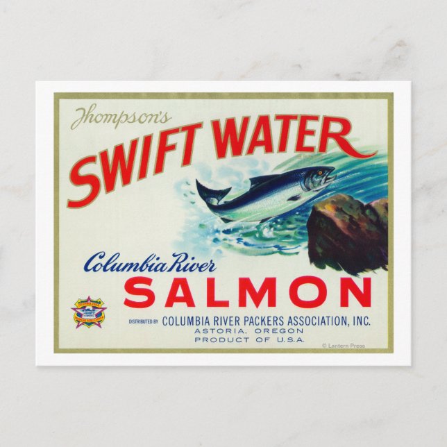 Astoria, Oregon - Thompson's Swift Water Salmon Postcard (Front)