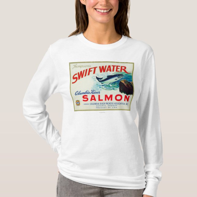 Astoria, Oregon - Thompson's Swift Water Salmon T-Shirt (Front)