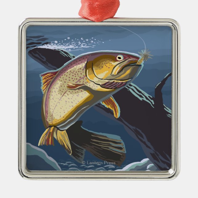 Astoria, OregonCutthroat Trout Cross-Section Metal Tree Decoration (Front)
