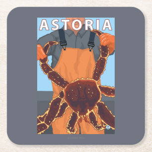 Astoria, OregonKing Crab Square Paper Coaster