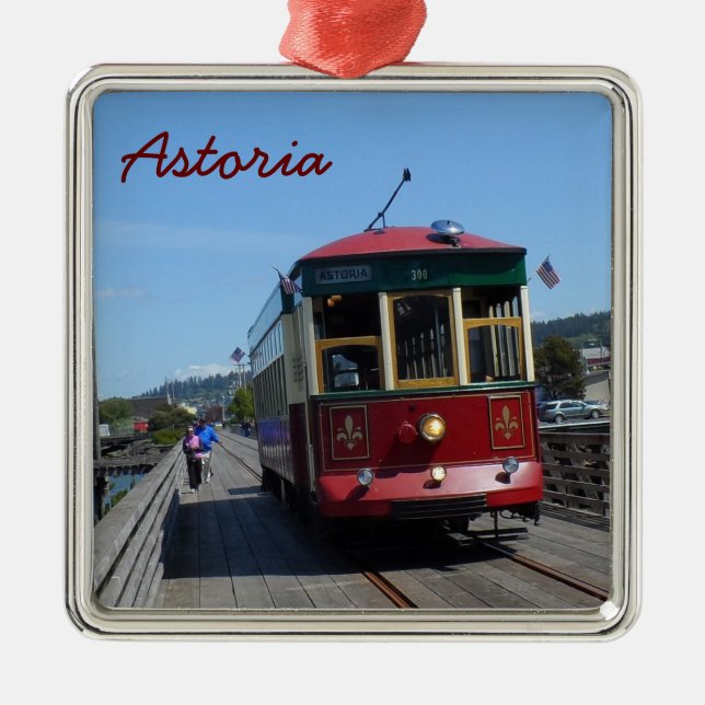 Astoria Riverfront Trolley Metal Tree Decoration (Front)