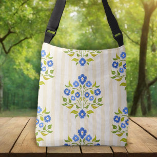 Astors Bouquet Blue Floral Pattern Crossbody Bag