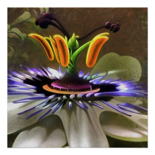 Astounding Abstract Art of A Passion Flower Poster