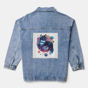 Astral Akita � Cosmic Space Dog Denim Jacket