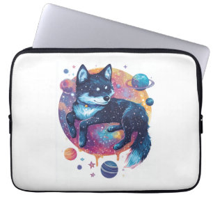 Astral Akita – Cosmic Space Dog Laptop Sleeve