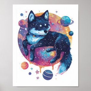 Astral Akita � Cosmic Space Dog Poster