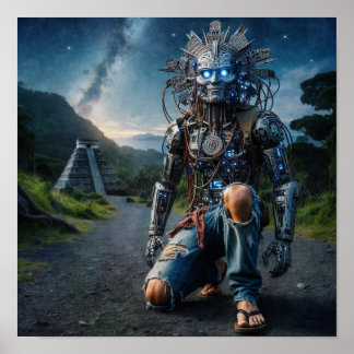Astral Blue Jeans Warrior Poster