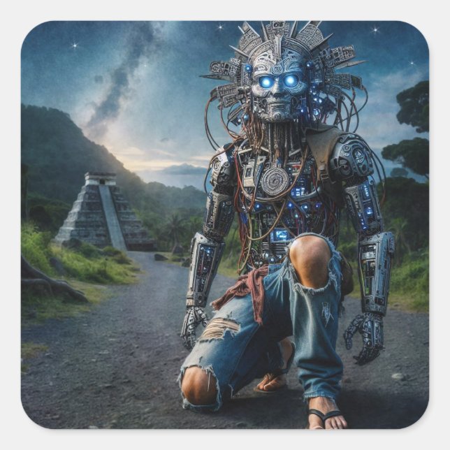 Astral Blue Jeans Warrior Square Sticker (Front)