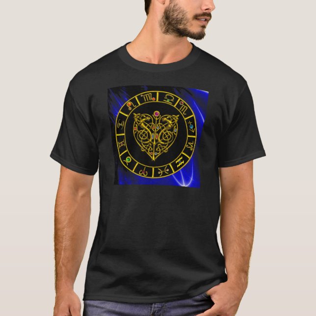 ASTRAL CELTIC HEART Zodiac Signs ,Astrology Chart T-Shirt (Front)