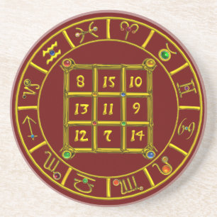 ASTRAL CODE,MAGIC SQUARE 33 Zodiac Astrology Chart Coaster