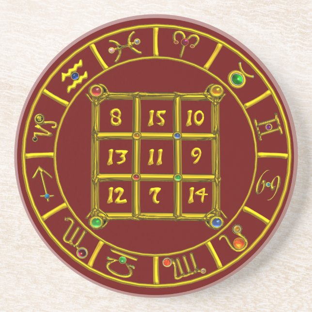 ASTRAL CODE,MAGIC SQUARE 33 Zodiac Astrology Chart Coaster (Front)