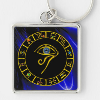 ASTRAL EYE / BLUE TALISMAN / Astrology Chart Key Ring