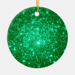 Astral Glitter Green Christmas Ornaments