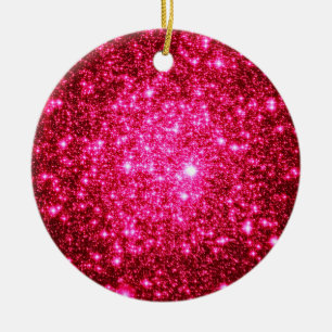 Astral Glitter Hot Pink Christmas Ornaments