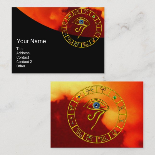 ASTRAL HORUS EYE,ASTROLOGY ZODIAC CHART Black Red Business Card (Front/Back)