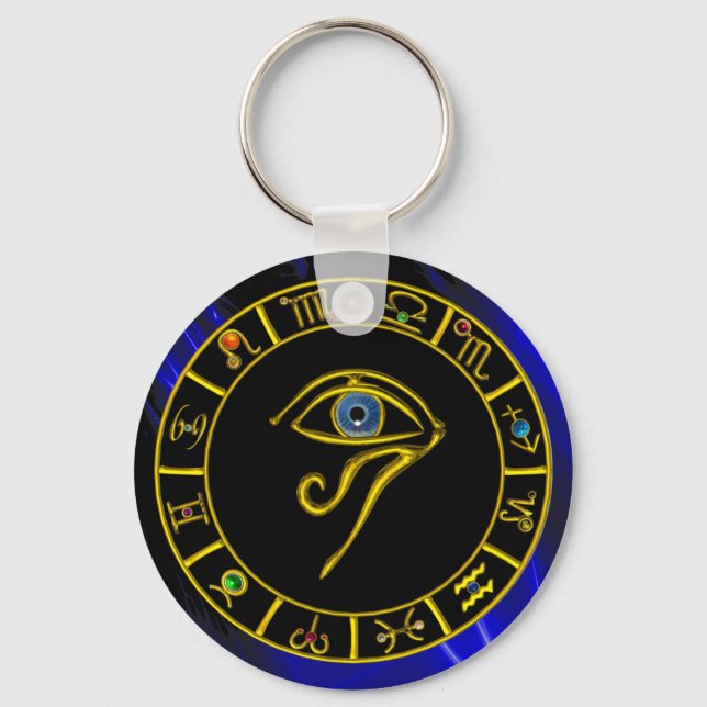 ASTRAL HORUS EYE,BLUE TALISMAN Astrology Chart Key Ring (Front)