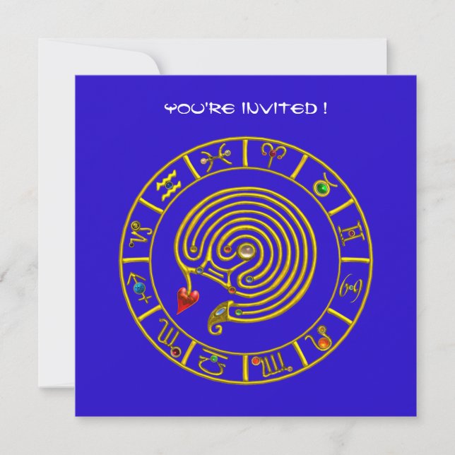 ASTRAL LABYRINTH , black and white ,blue red Invitation (Front)