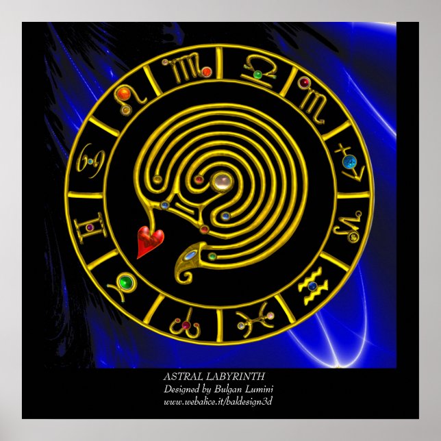 ASTRAL LABYRINTH GOLD ZODIAC CHART Astrology (Front)