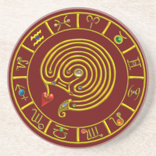 ASTRAL LABYRINTH GOLD ZODIAC CHART Astrology Coaster