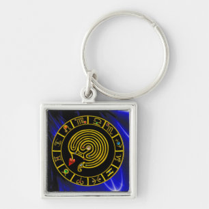 ASTRAL LABYRINTH GOLD ZODIAC CHART Astrology Key Ring