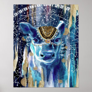 Astral Moon Cow Mandala gift for cow lover Poster