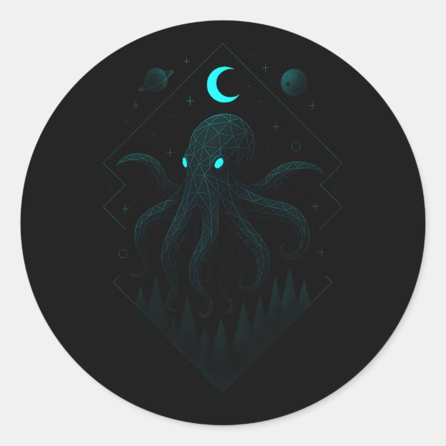 Astral Octopus - Cosmic Intelligence Classic Round Sticker (Front)